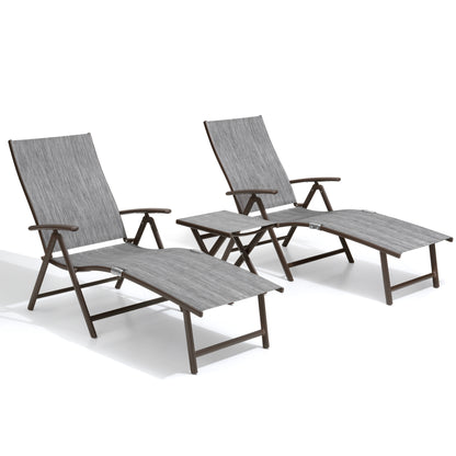 Crestlive Products Adjustable Folding Chaise Lounge Chair for Outdoors