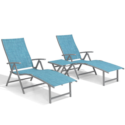 Crestlive Products Adjustable Folding Chaise Lounge Chair for Outdoors