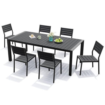 Crestlive Products Outdoor Patio Aluminum Dining Table with Stackable Chairs