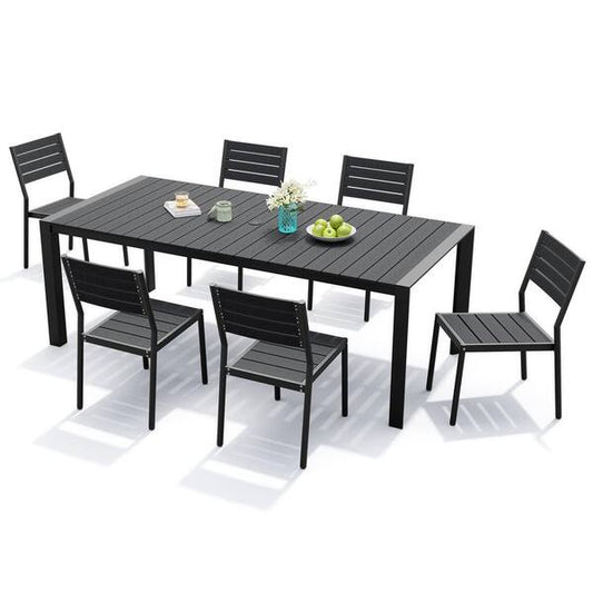 Crestlive Products Outdoor Patio Aluminum Dining Table with Stackable Chairs