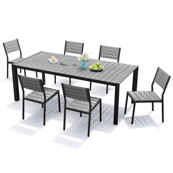 Crestlive Products Outdoor Patio Aluminum Dining Table with Stackable Chairs