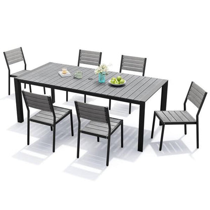 Crestlive Products Outdoor Patio Aluminum Dining Table with Stackable Chairs