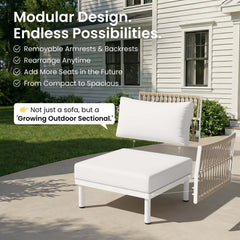 Modular Outdoor Wicker Sectional Sofa with Cushions