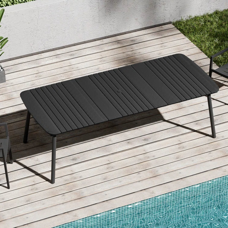 Crestlive Products 6-10 Person Rectangular Patio Dining Table with Umbrella Hole