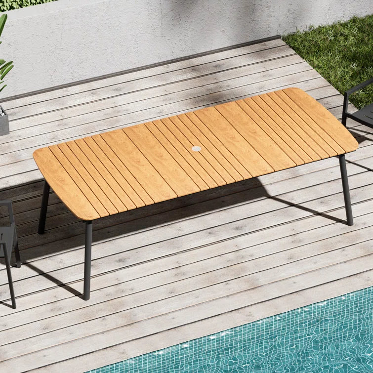 Crestlive Products 6-10 Person Rectangular Patio Dining Table with Umbrella Hole
