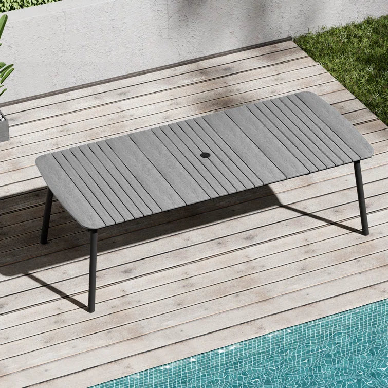 Crestlive Products 6-10 Person Rectangular Patio Dining Table with Umbrella Hole