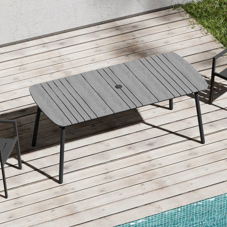 Crestlive Products 6-10 Person Rectangular Patio Dining Table with Umbrella Hole