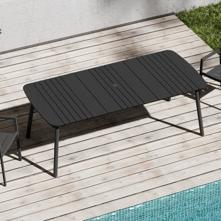 Crestlive Products 6-10 Person Rectangular Patio Dining Table with Umbrella Hole