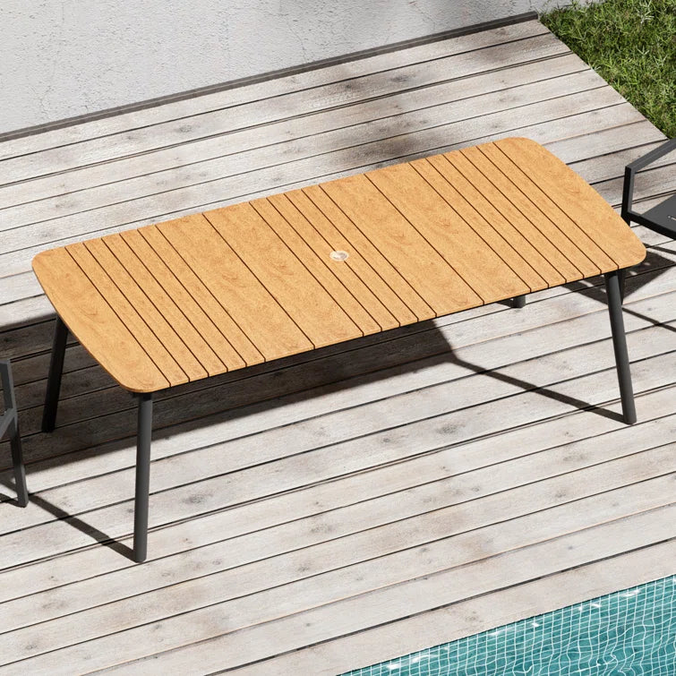 Crestlive Products 6-10 Person Rectangular Patio Dining Table with Umbrella Hole