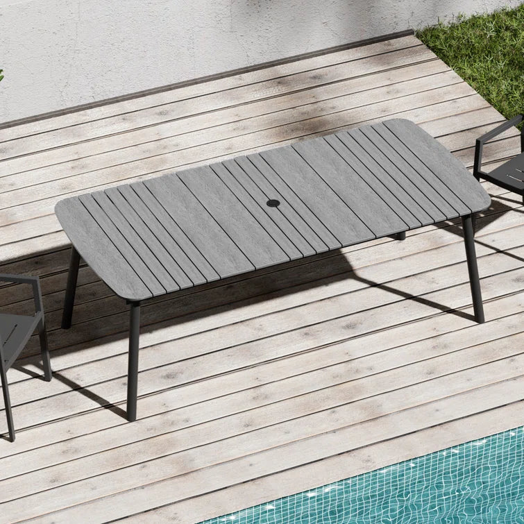 Crestlive Products 6-10 Person Rectangular Patio Dining Table with Umbrella Hole