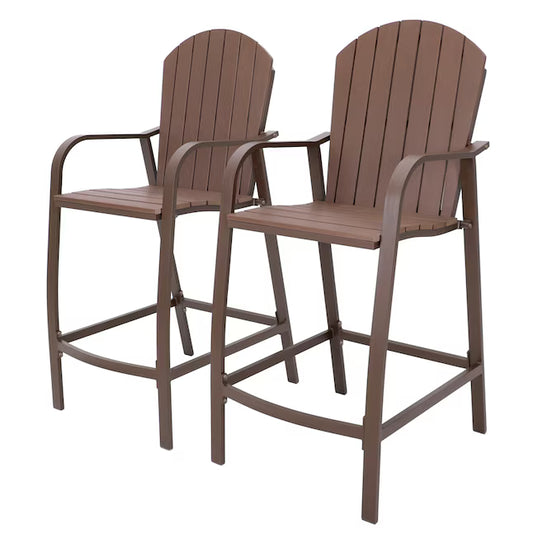 Crestlive Products 28" Aluminum Patio Counter Height Stool in Brown (Set of 2)