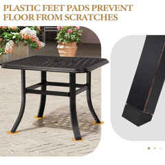 24x24" Square Cast Aluminum Outdoor Side Table with Umbrella Hole