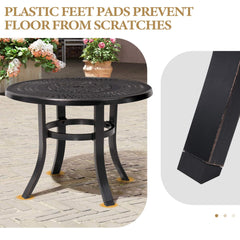 24x24" Round Cast Aluminum Side Table with Umbrella Hole