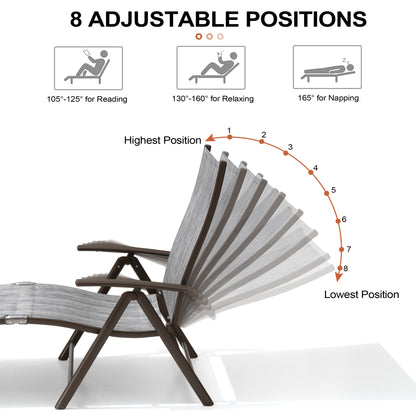 Crestlive Products Adjustable Folding Chaise Lounge Chair for Outdoors