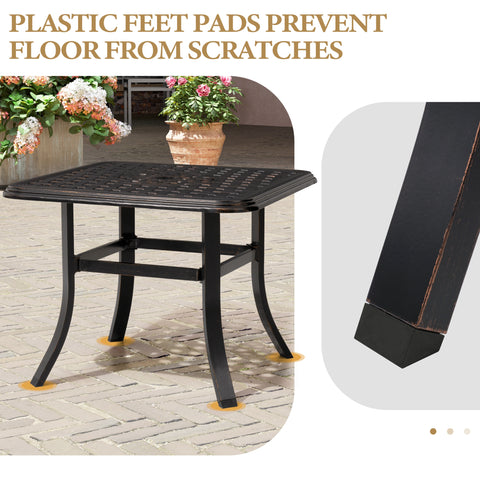 Crestlive Products 24 x 24 in. Square Cast Aluminum Outdoor Side Table with Umbrella Hole
