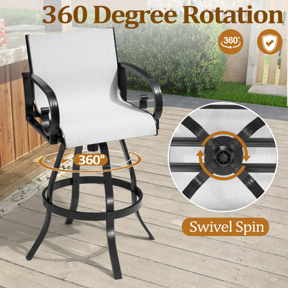 Crestlive Products Aluminum Outdoor Swivel Bar Stool Set of 2 with Sunbrella Fabric