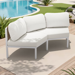 Curved Aluminum Outdoor Sectional Sofa with Cushions and Side Table