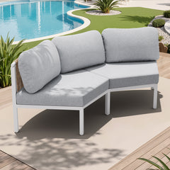 Curved Aluminum Outdoor Sectional Sofa with Cushions and Side Table