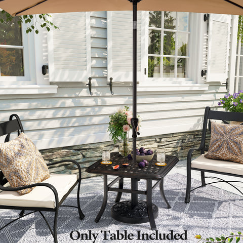 Crestlive Products 24 x 24 in. Square Cast Aluminum Outdoor Side Table with Umbrella Hole