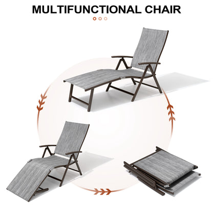 Crestlive Products Adjustable Folding Chaise Lounge Chair for Outdoors