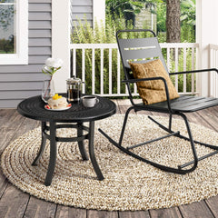 24x24" Round Cast Aluminum Side Table with Umbrella Hole
