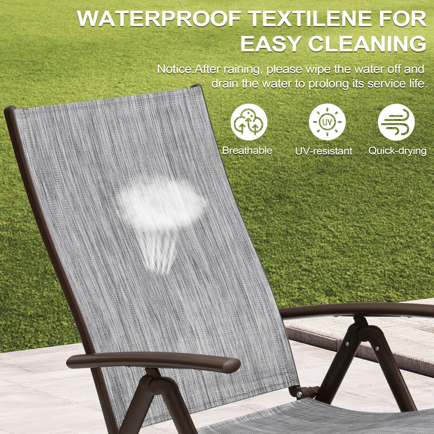 Crestlive Products Adjustable Folding Chaise Lounge Chair for Outdoors