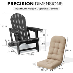 HDPE Adirondack Chair with Cup Holder & 50 x 20 in. Outdoor Cushion