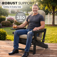 HDPE Adirondack Chair with Cup Holder & 50 x 20 in. Outdoor Cushion