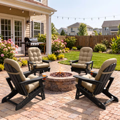 HDPE Adirondack Chair with Cup Holder & 50 x 20 in. Outdoor Cushion
