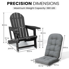 HDPE Adirondack Chair with Cup Holder & 50 x 20 in. Outdoor Cushion