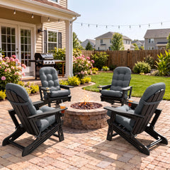 HDPE Adirondack Chair with Cup Holder & 50 x 20 in. Outdoor Cushion