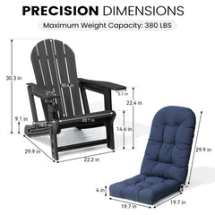 HDPE Adirondack Chair with Cup Holder & 50 x 20 in. Outdoor Cushion
