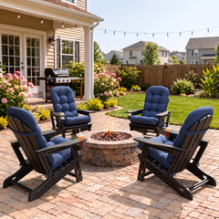 HDPE Adirondack Chair with Cup Holder & 50 x 20 in. Outdoor Cushion