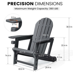 HDPE Adirondack Chair with Cup Holder & Sloped Seat