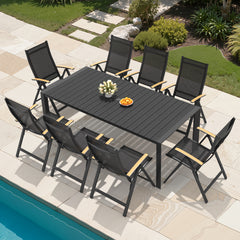 Aluminum Outdoor Dining Set with Umbrella Hole & Chairs