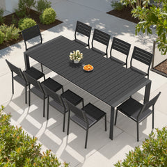 Aluminum Outdoor Dining Set with Umbrella Hole & Chairs