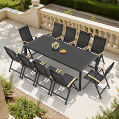 Aluminum Outdoor Dining Set with Umbrella Hole & Chairs