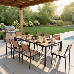 Aluminum Outdoor Dining Set with Umbrella Hole & Chairs