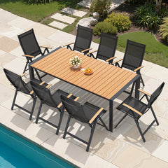 Aluminum Outdoor Dining Set with Umbrella Hole & Chairs