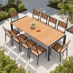 Aluminum Outdoor Dining Set with Umbrella Hole & Chairs