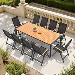 Aluminum Outdoor Dining Set with Umbrella Hole & Chairs