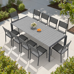 Aluminum Outdoor Dining Set with Umbrella Hole & Chairs
