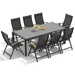 Aluminum Outdoor Dining Set with Umbrella Hole & Chairs