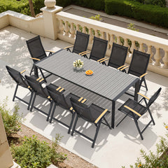 Aluminum Outdoor Dining Set with Umbrella Hole & Chairs