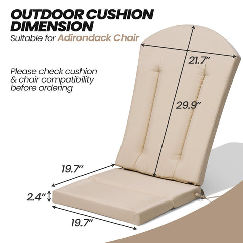 Outdoor cushion dimensions for Adirondack chair, please check compatibility before ordering