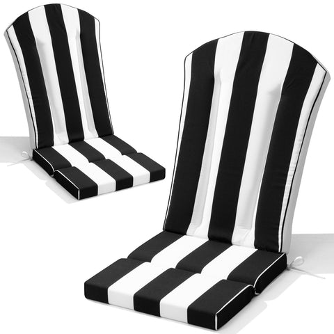 Outdoor Adirondack Chair Cushion Set of Two in Black and White Stripes