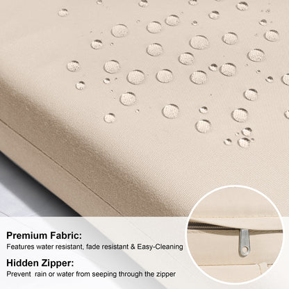 Water- and fade-resistant fabric with hidden zipper on Crestlive Products outdoor chaise lounge cushion