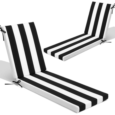 Crestlive Products outdoor chaise lounge cushion 2-piece set in Black and White Stripe