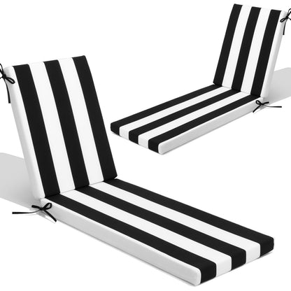 Crestlive Products Outdoor Chaise Lounge Cushion with Adjustable Headrest and Straps