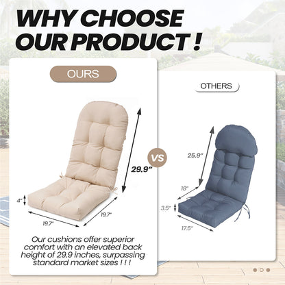 Crestlive Products Outdoor High Back Adirondack Rocking Chair Cushions Set of 2
